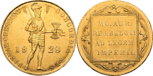 Niederlande, Holland 1928 Wilhelmina (1890-1948) - Handelsdukat SUP Kratzer