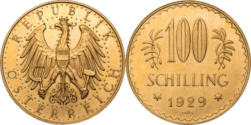 Österreich 100 Schilling 1929 Kursmünze (1926-1934) SPL, Kratzer