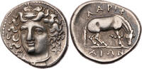 Thessalien Hemidrachme Larissa, Kopf der Nymphe Larissa / Pferd -