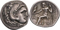 Königreich Makedonien Drachme Alexander III., Mzst. Milet, Kopf des Herakles / Zeus aetophoros -