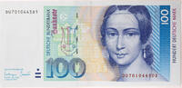 Bundesrepublik Deutschland 100 DM DM-Schein 4. Serie - Clara Schumann (nach Andreas Staub) -