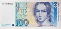 Bundesrepublik Deutschland 100 DM DM-Schein 4. Serie - Clara Schumann (nach Andreas Staub) -
