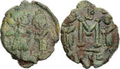 Byzanz Follis Constans II. mit Constantinus IV., Heraclius und Tiberius, Mzst. Syrakus -