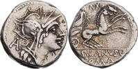 Römische Republik Denar D. Iunius Silanus, Kopf der Roma / Victoria in Biga -