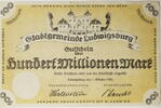 Ludwigsburg 100000000 Mark Gutschein über hundert Millionen Mark -