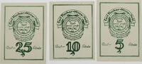 Mirow in Mecklenburg 5 Pfennig, 10 Pfennig, 25 Pfennig Serie von 3 Scheinen - Carl Flashar -
