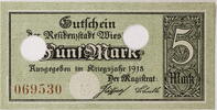 Wiesbaden 5 Mark Großnotgeldschein -