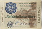 Dülken, Rheinland 500000 Mark Gutschein über Fünfhunderttausend Mark. Atl-Dülken Blatt 2 -