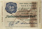 Dülken, Rheinland 500000 Mark Gutschein über Fünfhunderttausend Mark. Atl-Dülken Blatt 3 -