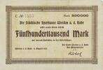 Werden an der Ruhr 500000 Mark Scheck über Fünfhunderttausend Mark -