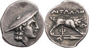 Aitolien Triobol / Hemidrachme Aitolische Liga, Kopf der Aitolia / Kalydonischer Eber -