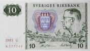 Schweden 10 Kronor Gustaf VI. Adolf / Nordlichter und Schneeflocke -