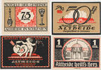 Bad Altheide in Schlesien (Polanica Zdroj) 25, 50, 75 Pfennig, 1 Mark Komplette Serie von 4 Scheinen -