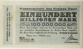 Daun 100000000 Mark Großnotgeldschein -