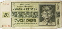 Protektorat Böhmen und Mähren 20 Korun Banknote -