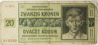 Protektorat Böhmen und Mähren 20 Korun Banknote -