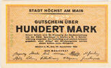 Höchst am Main, Stadt 100 Mark Gutschein über Hundert Mark -