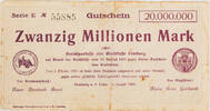 Limburg an der Lahn, Stadt und Kreis 20000000 Mark Gutschein über Zwanzig Millionen Mark - braunviolett -
