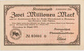Oberwesterwaldkreis (Hessen-Nassau), Marienberg 2000000 Mark Kreisnotgeld - Zwei Millionen Mark - Hachenburg von Westen -