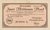 Oberwesterwaldkreis (Hessen-Nassau), Marienberg 2000000 Mark Kreisnotgeld - Zwei Millionen Mark - Westerwälder Bauernhaus -