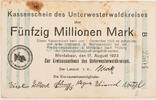 Unterwesterwaldkreis (Hessen-Nassau), Montabaur 50000000 Mark Kassenschein - Fünfzig Millionen Mark - B -