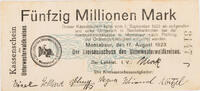 Unterwesterwaldkreis (Hessen-Nassau), Montabaur 50000000 Mark Kassenschein - Fünfzig Millionen Mark - J -