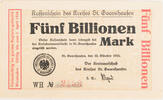 St. Goarshausen, Kreis 5000000000000 Mark Kassenschein - Fünf Billionen Mark - WH -