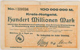 Westerburg, Kreis 100000000 Mark Kreisnotgeld - Hundert Millionen Mark -