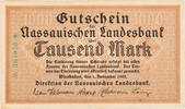 Wiesbaden (Hessen-Nassau) 1000 Mark Gutschein der Nassauischen Landesbank über Tausend Mark -