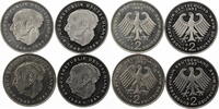 Bundesrepublik Deutschland 4 x 2 DM 2 D-Mark Kursmünzen Theodor Heuss -