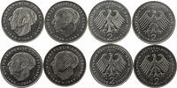 Bundesrepublik Deutschland 4 x 2 DM 2 D-Mark Kursmünzen Theodor Heuss -