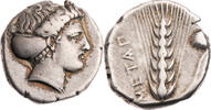 Lukanien Stater Metapont, Kopf der Demeter mit Sphendone / Ähre, R! -