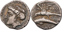 Paphlagonien Drachme Sinope, Kopf der Nymphe Sinope / Adler mit Delphin -