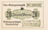 Langensalza 20 Pfennig Kriegsgefangenenlager (KGL) -