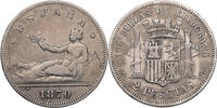 Spanien, Republik 2 Pesetas Kursmünze (1869-1870) -