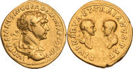 Römische Kaiserzeit Aureus Traianus mit Divus Nerva und Divus Traianus Pater, RR! -