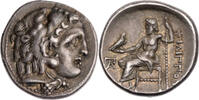 Königreich Makedonien Drachme Philipp III. Arrhidaios, Kolophon, Kopf des Herakles / Zeus aetophoros -