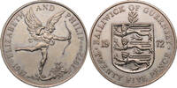 Guernsey 25 Pence 25th wedding anniversary of Queen Elizabeth II and Prince Philip -