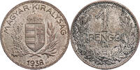 Ungarn, K&ouml;nigreich 1 Peng&ouml; 1938 BP Kursm&uuml;nze (1926-1939) ss+ 20,00 EUR  + 10,00 EUR frais d'envoi