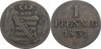 Sachsen, Albertinische Linie 1 Pfennig Anton I. (1827-1836) - Kursmünze (1831-1833) -