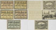 Ostheim vor der Rhön 5 Pfennig, 2x10 Pfennig, 2x50 Pfennig Lot von 5 verschiedenen Scheinen -