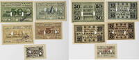 Nürnberg und Fürth 50 Pfennig, 5, 10, 20, 50 Mark Lot von 5 verschiedenen Scheinen -