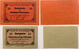 Bielschowitz 25 Pfennig, 50 Pfennig Lot von 2 verschiedenen Scheinen -