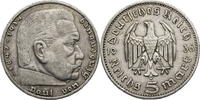 Drittes Reich 5 Reichsmark Hindenburg - Kursmünze (1935-1936) -