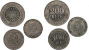 Brasilien 100, 2 x 200 Reis Lot von 3 verschiedenen Münzen -