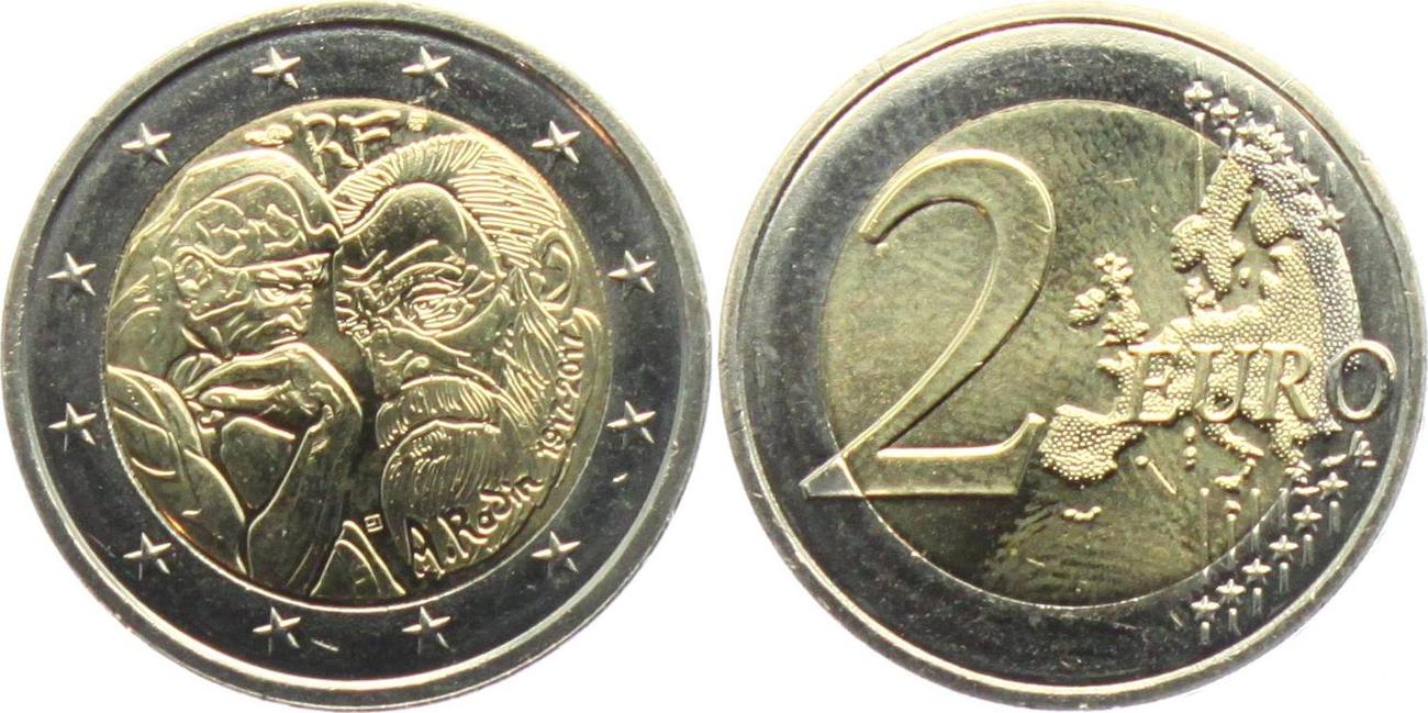 Pièce de monnaie 2 euros commémorative collection A.Rodin 1917-2017