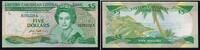 Ostkaribische Staaten - Antigua 5 Dollars Banknote - Antigua - 1988/89 - 5 Dollars - Elisabeth II. - Palme - Landschaft -