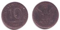 Geplantes Königreich Polen (1916 - 1918) 10 Fenigow 10 Fenigow - Schrift vom Randstab entfernt -