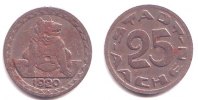Aachen 25 Pfennig Notgeld - Bär - Tiere -