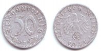 Drittes Reich 50 Reichspfennig 50 Reichspfennig - mit Hakenkreuz -